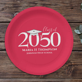 Platos de Fiesta de Graduación con Tipografía Roja