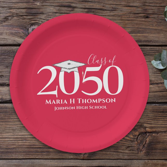 Platos de Fiesta de Graduación con Tipografía Roja (Subido por el creador)