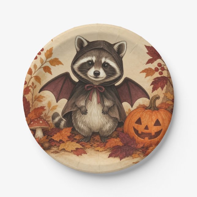 Platos de fiesta de Halloween con disfraz de murci (Anverso)