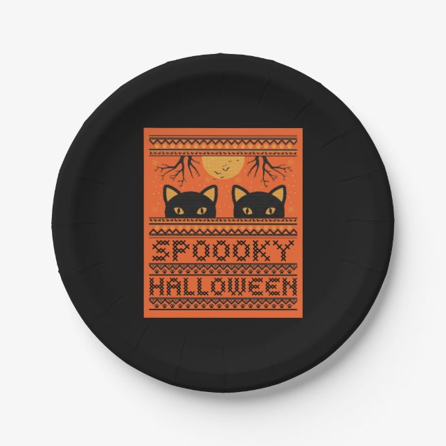 Platos de fiesta de Halloween, Naranja Spooky Hall (Anverso)
