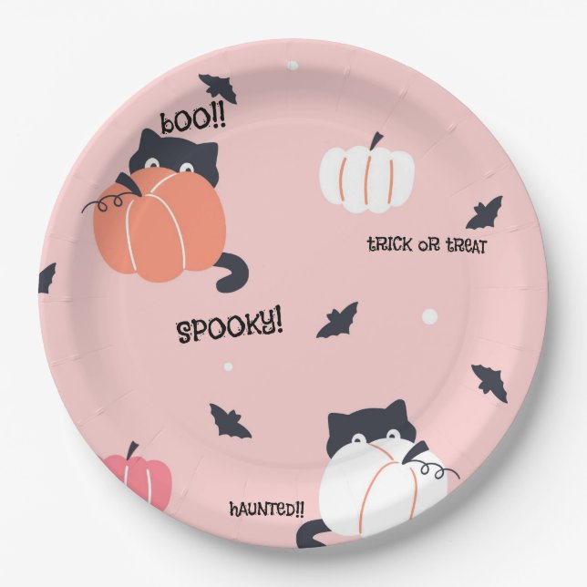 PLATOS DE FIESTA DE HALLOWEEN ROSA (Anverso)