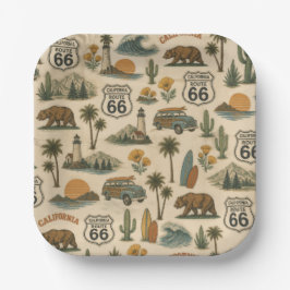Platos de Fiesta de la Ruta 66 Retro California