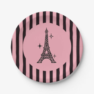 Platos de fiesta de la Torre Eiffel de París rosa