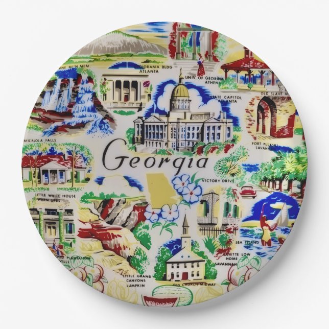 Platos de Fiesta de Monumentos de Georgia (Anverso)
