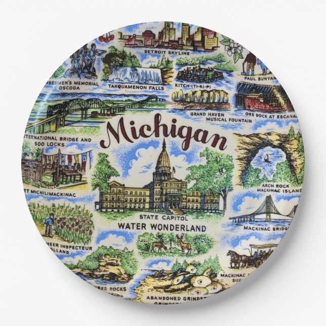 Platos de fiesta de monumentos de Michigan (Anverso)