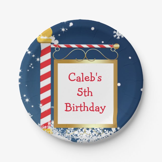 Platos de fiesta de Navidad nevada Polo Norte (Anverso)