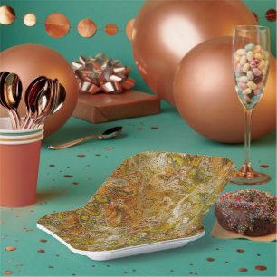 Platos de fiesta de papel de mármol tonos terrosos