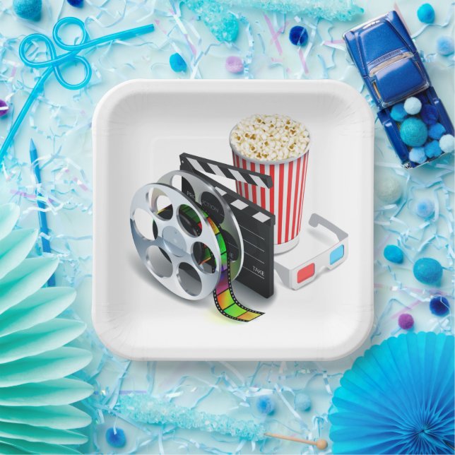 Platos de Fiesta de Película y Palomitas de Maíz (Fiesta)