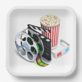 Platos de Fiesta de Película y Palomitas de Maíz