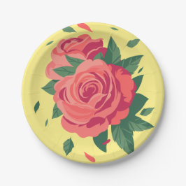 Platos de fiesta de San Valentín rosas rosadas sob
