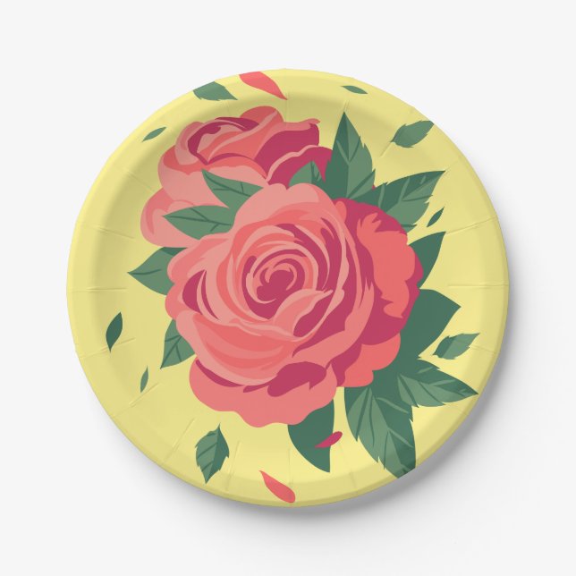 Platos de fiesta de San Valentín rosas rosadas sob (Anverso)