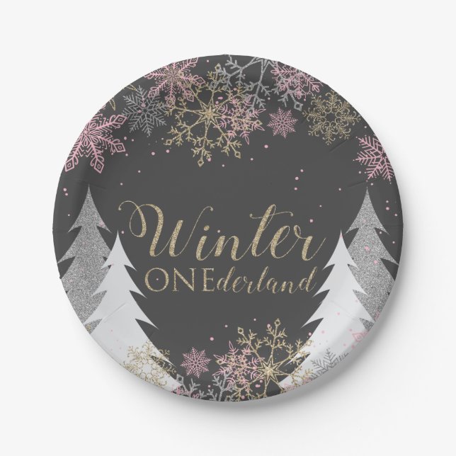 Platos de fiesta de Winter Onederland para primer  (Anverso)