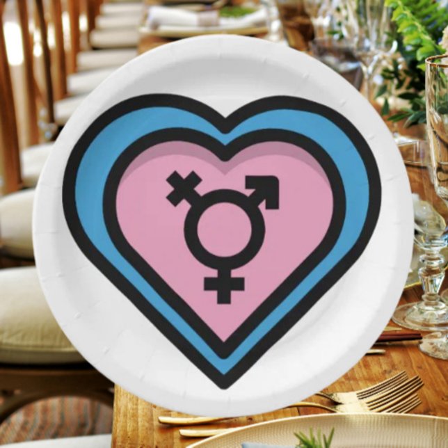 Platos de fiesta del Orgullo Trans Corazón (Subido por el creador)