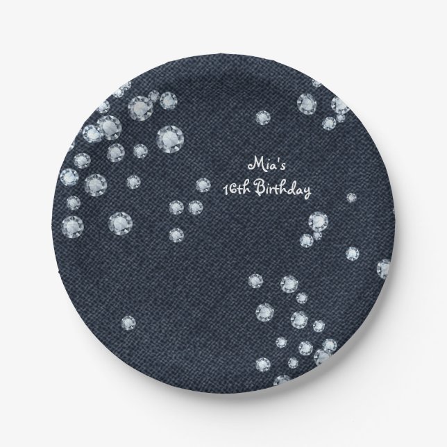 Platos de fiesta Denim & Diamonds Chic Elegant Bli (Anverso)