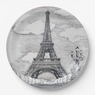 Platos de fiesta espléndidos de la Torre Eiffel