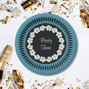 Platos de fiesta florales azules y negros elegante