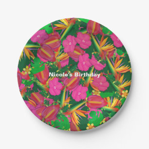 Platos de fiesta florales de jardín tropical