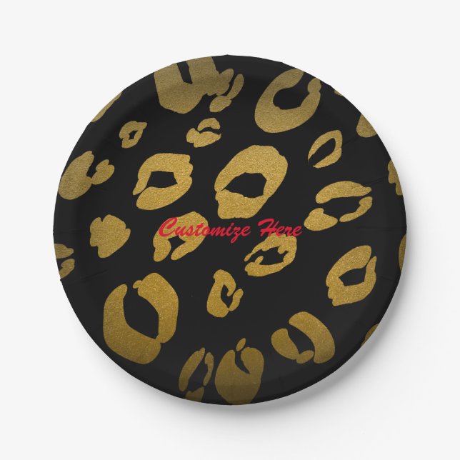 Platos de fiesta glamurosos de estampado de leopar (Anverso)