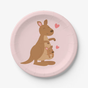 Platos de fiesta para baby shower de canguro lindo