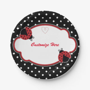 Platos de fiesta para Baby Shower de mariquita de