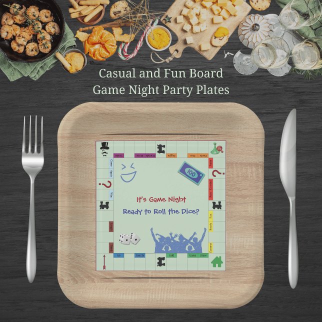 Platos de fiesta para noche de juegos de mesa dive (Casual and Fun Board Game Night Party Plates)