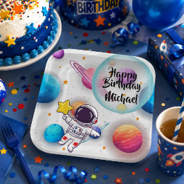 Platos de fiesta personalizados de astronauta y pl
