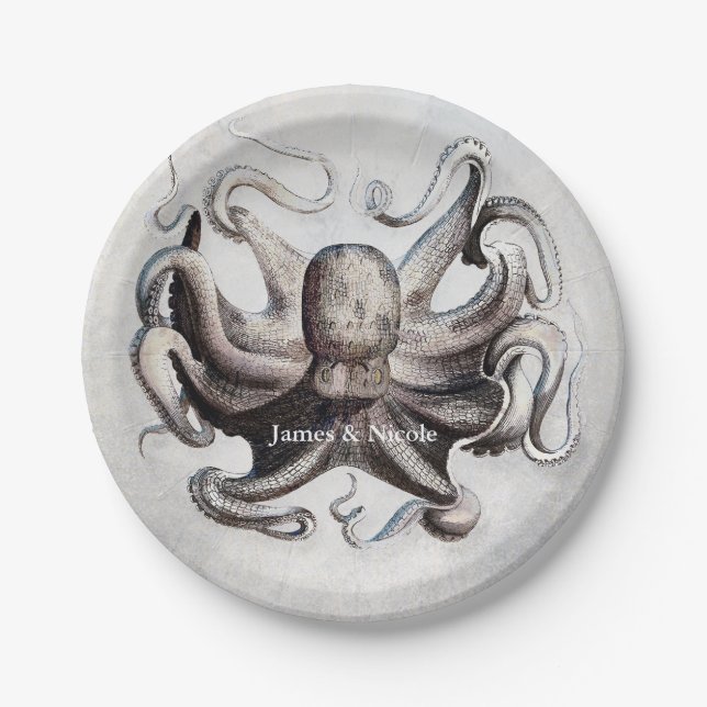 Platos de fiesta personalizados elegantes de pulpo (Anverso)