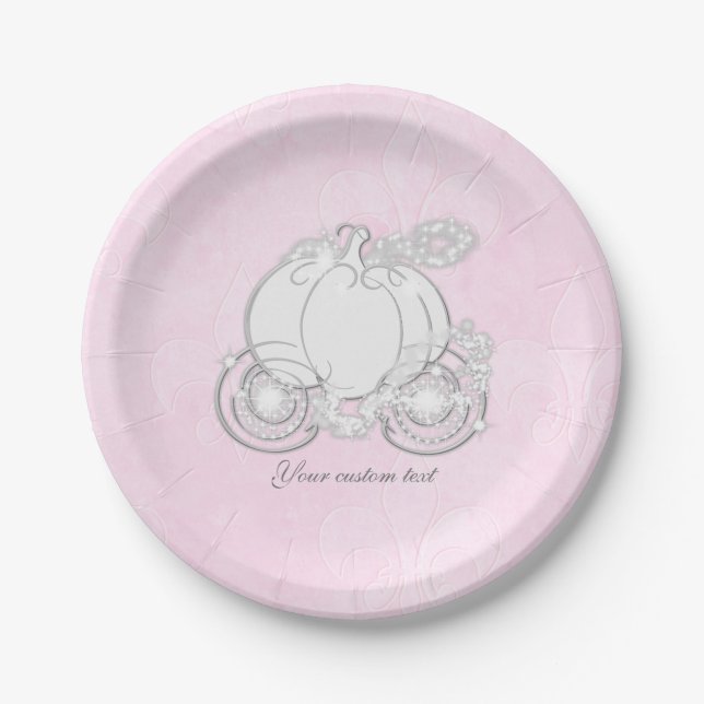 Platos de fiesta rosados Carruaje de Cuento de Had (Anverso)