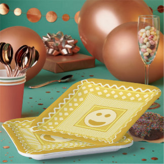 Platos de fiesta Smile Tile en amarillo
