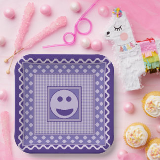 Platos de fiesta Smile Tile en púrpura