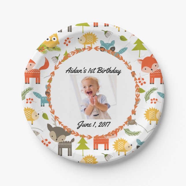 Platos de Fiestas de Personalizado de animales de  (Anverso)