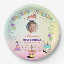 Platos de Foto para Cumpleaños de Niño con Pastel