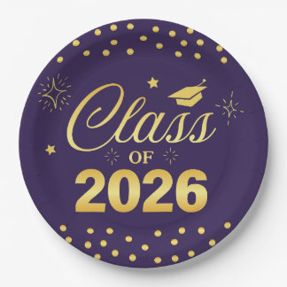 Platos de Graduación de Oro Púrpura Clase de 2026