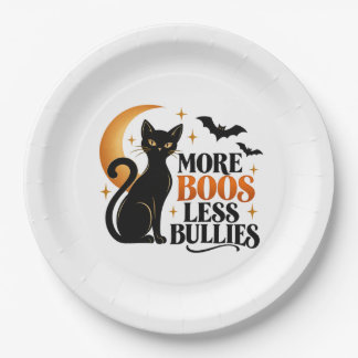 Platos de Halloween de Gato Negro Más Boos Menos M