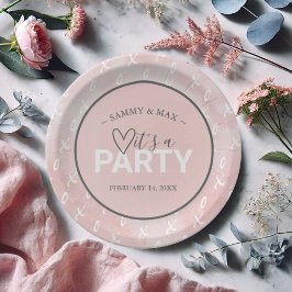 Platos de mesa de San Valentín rosa de rubor femen