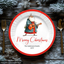 Platos de Navidad de acuarela divertidos de Papá N