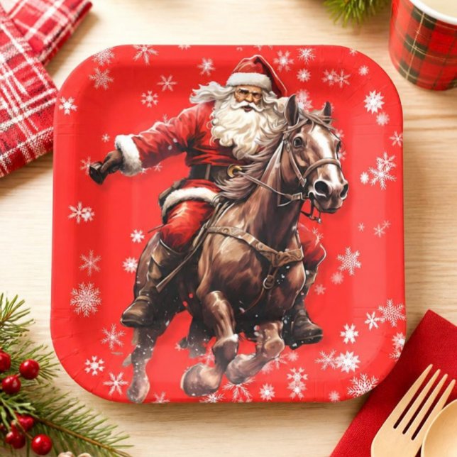 Platos de Navidad de Santa a caballo (Subido por el creador)