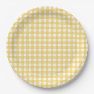 Platos de papel a cuadros amarillos Lauren