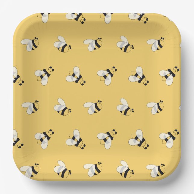 Platos de Papel Abejas, Fiesta con Tema de Abejas  (Anverso)