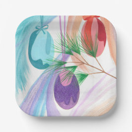 Platos de Papel Adornos Navideños Coloridos