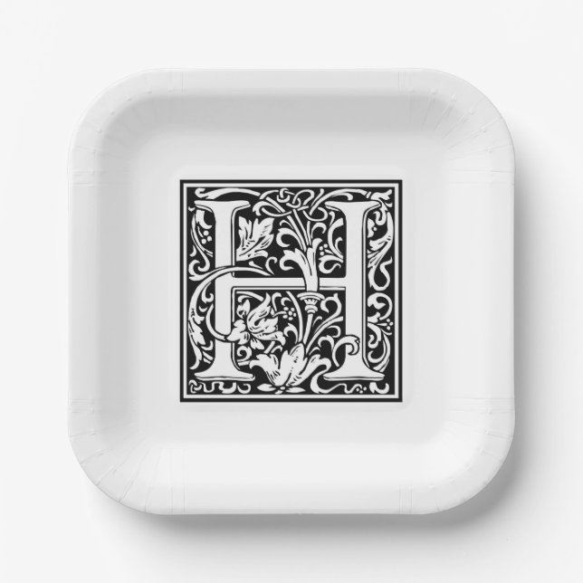 Platos de papel alfabeto de William Morris “H” (Anverso)