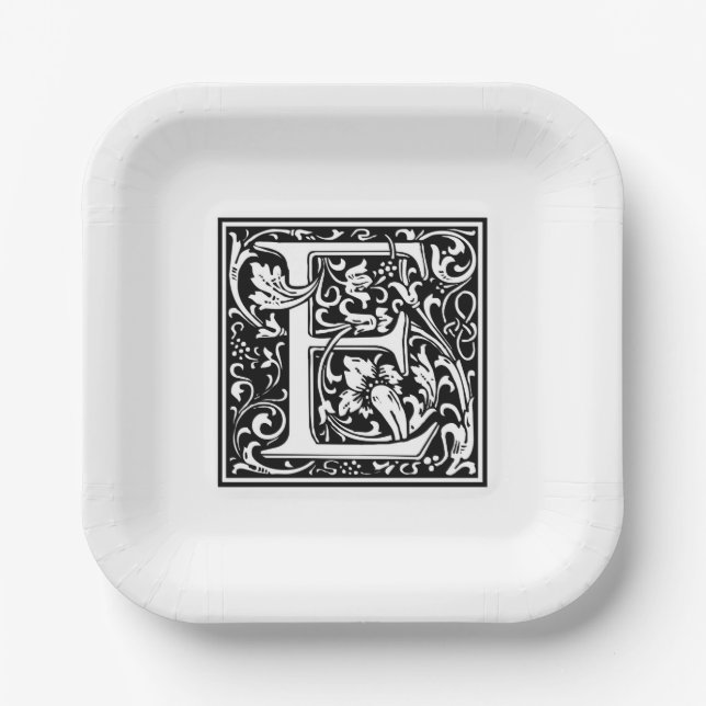 Platos de papel alfabeto “E” de William Morris (Anverso)