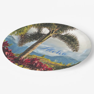 PLATOS DE PAPEL ALOHA/TROPICAL SCENERY