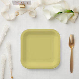 Platos de papel amarillo suave y cálido