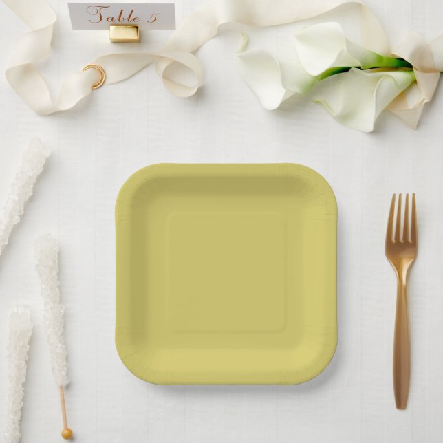 Platos de papel amarillo suave y cálido (Boda)