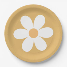 Platos de papel amarillos Retro Daisy