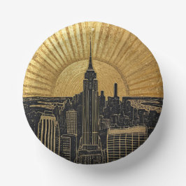 Platos de papel Art Déco dorados y negros