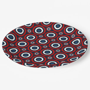 PLATOS DE PAPEL-Azul-Blanco Rojo
