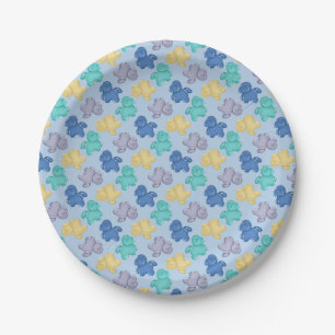 Platos de papel azul glacial de bayas de caballos 