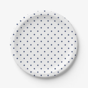 Platos de papel azul marino con estrellas micro -